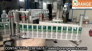 MINERAL WATER  STICKER LABELING MACHINE. SQUARE WATER BOTTLES AND ROUND PREMIUM WATER BOTTLE.
