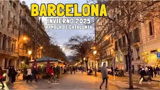 BARCELONA EN INVIERNO | Recorriendo la Rambla de Catalunya | Walking Tour Febrero 2025