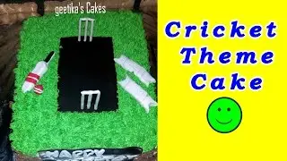 CRICKET THEME - Birthday Cake Recipe for Children with Fondant by Geetika [Hindi]