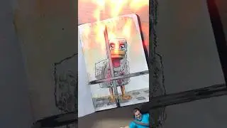 Drawing Steve&rsquo;s Lava Chicken 🍗 #lavachicken #steve #minecraft #art #meme #shorts #art #sketchbook
