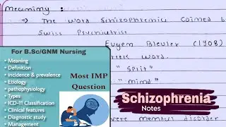 Schizophrenia notes | nursing notes of schizophrenia | mental disorders notes | paramedico insight|