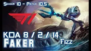 T1 Faker FIZZ vs ZOE Mid - Patch 10.5 KR Ranked