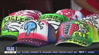 Philadelphia designer creates custom, hand-painted hats for local sports teams