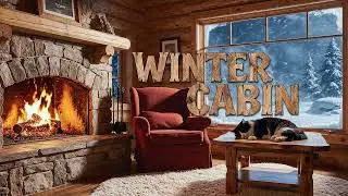 Cozy Winter Cabin Ambience | Fireplace ASMR & Relaxing Folk Music (눈 내리는 겨울 산장)