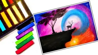 simple soft pastel drawing- galaxy scenery - noushi's art