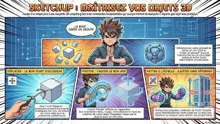 Tuto SketchUp Web #3 &ndash; D&eacute;placement, Rotation, &Eacute;chelle + Groupes & Composants