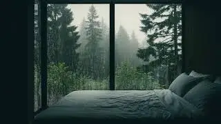 Rainy Forest Cabin 🌧️ A Cozy Glass Room with Relaxing Rain Ambience