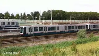 RET metro SG2/1 langs remise &rsquo;s-Gravenweg Rotterdam & beeld van 5203, 5234+5217