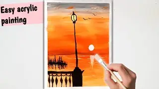 Sunset Painting // Easy Sunset Painting for Beginners//Mahima art Life