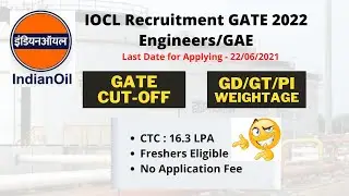 IOCL Recruitment 2022 || IOCL Cutoff GATE||  Apply Online|| GATE Recruitment 2022||Latest Job 2022||