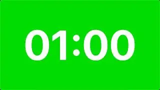 1 Minute Green Screen Timer with White Clock | No End Sound | Chroma Key  Free to Use