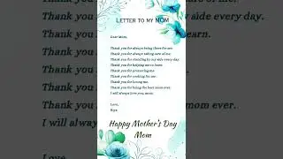 A letter to mom | Mother&rsquo;s Day letter | thank you letter for my mother #thankyouletterformom #shorts