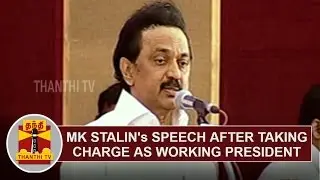 MK Stalin's speech after taking charge as working president of DMK | Thanthi TV