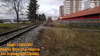 AM Duewag 658 al Interregional Călători trec&acirc;nd &icirc;n viteză sub pasarela Dedeman din Bistrița