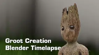 Groot 3D Character Design - Blender Timelapse (Modelling, Sculpting, Texturing)