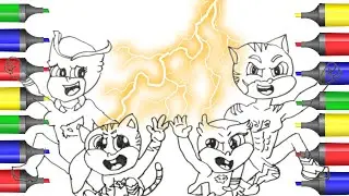 Draw and Coloring PJ Masks Family The New Generation With Baby Catboy Owlette