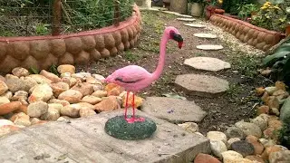 FLAMINGO DE CIMENTO. Artesanato com cimento