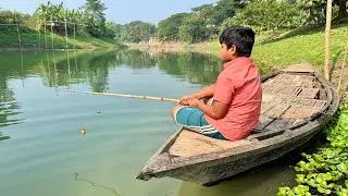 Amazing Fishing Videos 2025✅✅|| The Village Expert Boy Catching Fish By Hook From River Water 