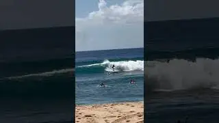 Surfing at Makaha Wahine my surf girl! #surf #hawaii #beach