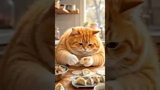 Fluffy Chef Cat making a dumplings! 🐱🥟 | WordsSpeak #shorts #cookingcat #wordsspeak
