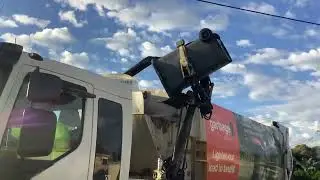 Lake Macquarie Garbage Bin Collection Truck 0012.4 Bin Nearly Falls Into Hopper