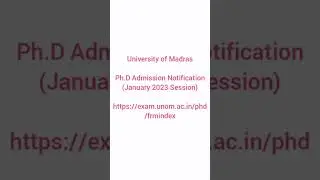 University of MadrasPh.D Admission Notification  