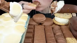 ASMR S'mores Dip & Chocolate Desserts *Ice Cream Cookie, Cake & Candy Bars Mukbang | Eating Sounds