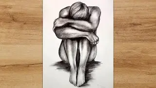 How to Draw a Sad Boy Sitting Alone | Step by Step Realistic Pencil Drawing