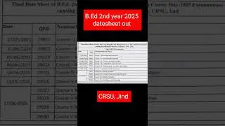 B.Ed 2nd year 2025 datesheet out 😨B.Ed exam kab s h/ CRSU B.Ed 2 nd year exam kab s h#bedexam#short