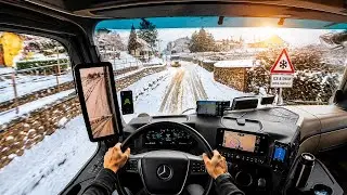  POV WRONG TURN 😱 Lost in Deep Snow with a 40-Ton TRUCK | Winter truck camping 