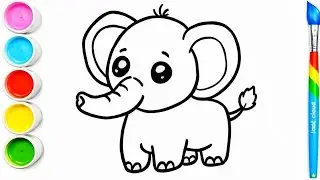 Cute Elephant Drawing for Kids | Easy Step by Step Coloring 🎨| Little Cloud