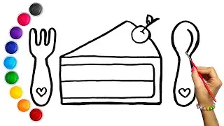 DESENHANDO E PINTANDO UM BOLO | เค้ก ระบายสีและวาดภาพ | MENGGAMBAR DAN MEWARNAI CAKE UNTUK ANAK 🍰🎂