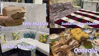 YENİ MATRAS🥳SUALLARINIZI CAVABLADIM✅DEKORU DƏYİŞDİM🍋QONAQLIQ VAR🥰