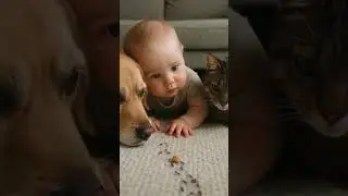 Ants Carrying Food Catch Baby and Pets&rsquo; Attention 🐜👀🐶🐱👶 #dog #baby #kitten