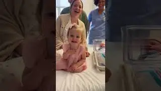 Toddler Girl meets her newborn baby brother for first time !
