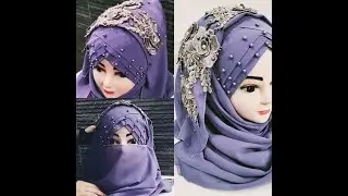 Party Floral Hijab Ready to Wear with Niqab | Instant Hijab #shorts