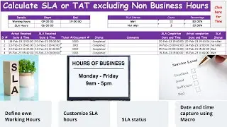Трекер Excel для расчета SLA или TAT без учета нерабочих часов и с учетом часов SLA #BPO