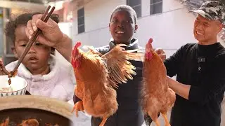 Extra lunch for the three of us—I finally caught the veggie-stealing chicken!