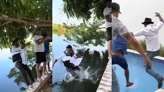 Charlles trola tiringa na piscina e no tanque dos peixes 😂(com&eacute;dia selvagem)