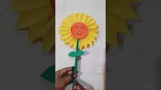 Create Beautiful Paper Sunflower🌻!#shorts #schoolcraft #diy #paperflowers #diyflower #papercraft