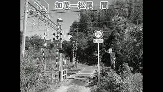 近鉄志摩線の色々な警報機が道路の片側にある踏切
