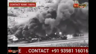 Massive Fire Erupts in Goods Train Carrying Oil Near #Tiruvallur #TamilNaduA major fire broke out in