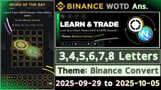 Binance Convert Theme WOTD | Word of the Day | Binance Puzzle Answers | 29 September to 5 October