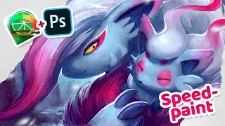 SAI + PHOTOSHOP SPEEDPAINT! Hisuian Zorua & Zoroark (Pok&eacute;mon Legends Arceus fanart)
