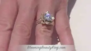 Unique Yellow Gold Large Blooming Beauty Engagement Rings