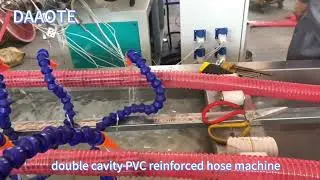 Double cavity two hoses output PVC spiral reinforced suction hose making machine