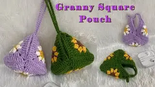 Granny Square Pouch Crochet Tutorial | Easy & Beginner Friendly ll #grannysquare 