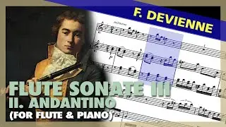 🎼F. DEVIENNE - FLUTE Sonate N&ordm; 3 (II. Andantino) - (Sheet Music Scrolling)