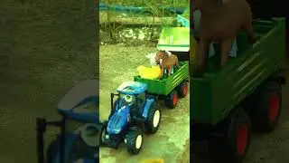 Unboxing New RC Tractor with Trailer | Carrying Pets Across Flooded Bridge #rc tractor