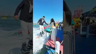 Flyboard ride is so fun😝💦They enjoying fly on water#amusementpark #adventure #flyboard #bluesilver
